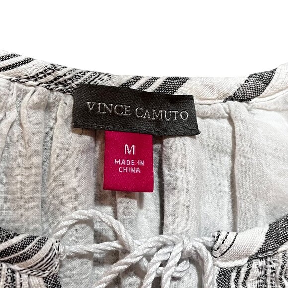 Vince Camuto Black & White Striped Sleeveless Halter Dress M Date Night Boho - Picture 5 of 8